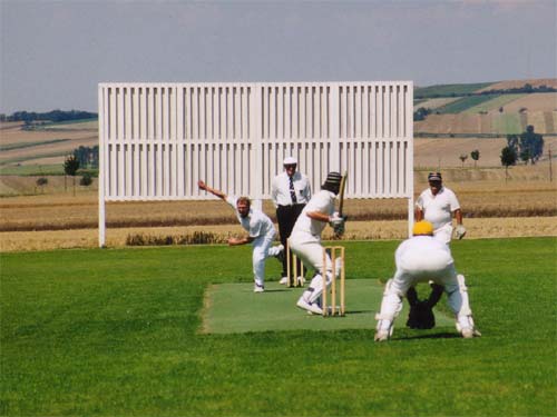 Marco Celeghin bowls to Liam Buchanan